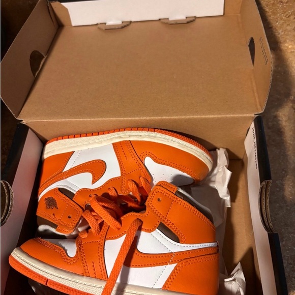 Jordan Kids Orange and White Sneakers - Picture 1 of 2